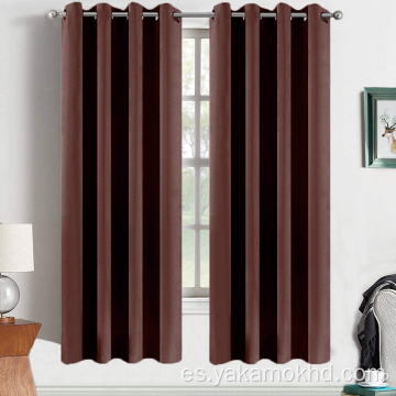 Cortinas opacas marrón chocolate de 63 pulgadas de largo